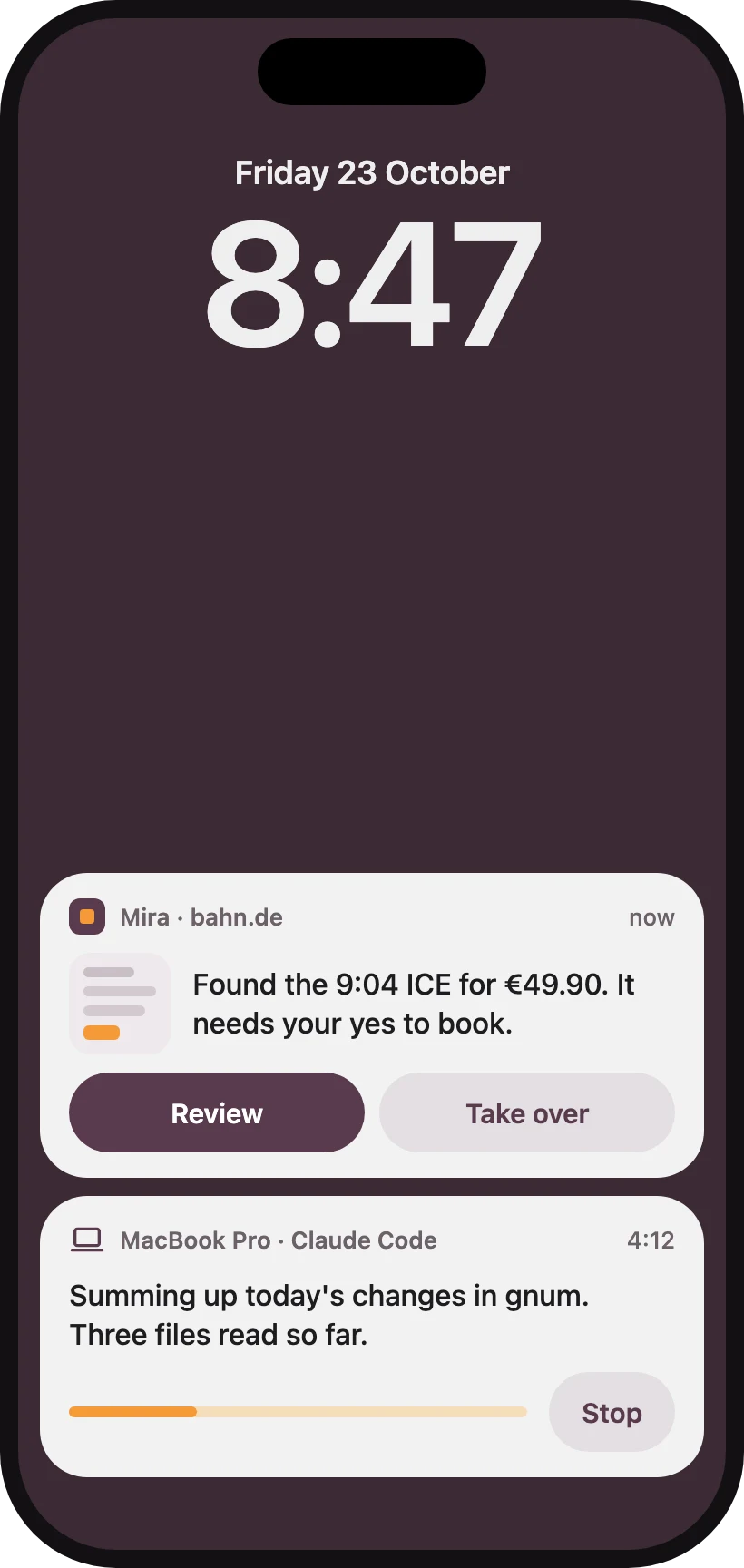 A Live Activity on the Lock Screen